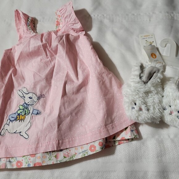 Gymboree Peter Rabbit NWT 3-6 month Dress Diaper Cover Size 02 slippers. Z31 - Picture 1 of 4